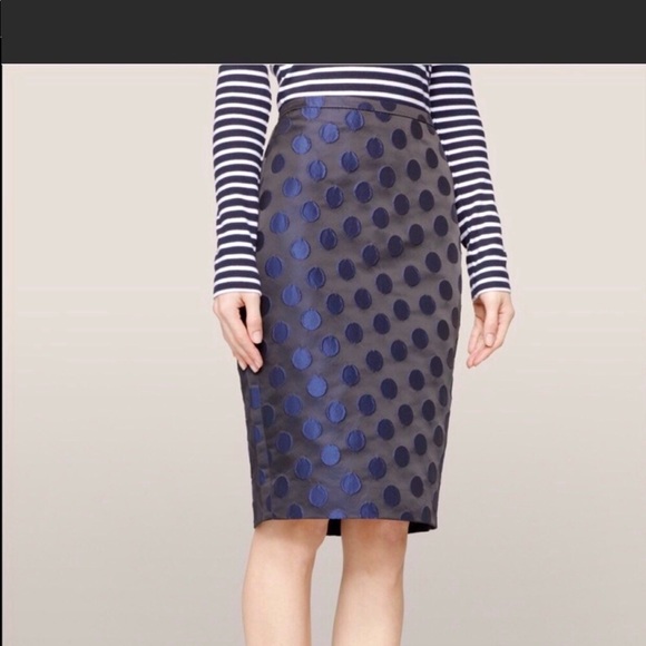 J. Crew Dresses & Skirts - J.CREW BLUE BLACK POLKA DOT PENCIL SKIRT